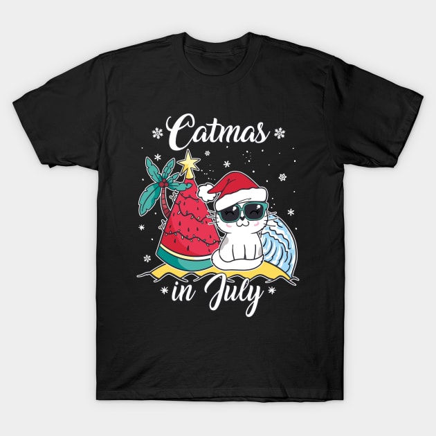 Christmas in July "Catmas in July" Funny Cat T-Shirt by FloraLi